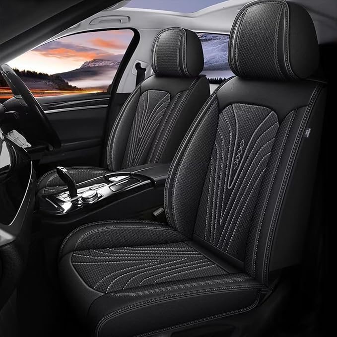 2 Front Car Seat Cover Fit for Toyota Camry 2012-2024 2025 Faux Leather Breathable Waterproof Camry Seat Covers Automotive Cushion Protector Compatible Airbag (2 Seats & Black)