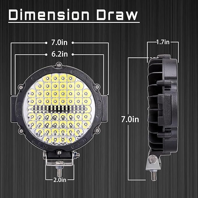 7 Inch Round LED Off Road Driving Lights with Wiring Harness DT Plug, 120W 12000lm LED Light Pods Trucks Tractor LEDs Work Lights, Offroad Auxiliary Driving Fog Light Snowmobile Golf Cart ATV UTV RV