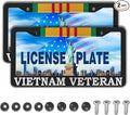 License Plate Cover Black and White License Plate Frames Vietnam Veteran Universal Aluminum Car Accessory 2 Pack with Screw Covers Set