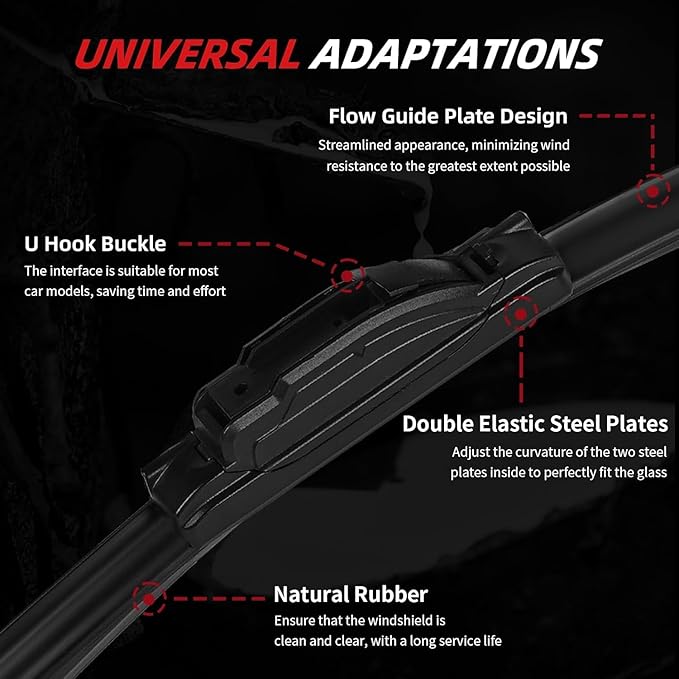 OTUAYAUTO Windshield Wiper Blades - Replacement for Mazda CX-30 2020-2024, Front and Rear Wipers Set, U/J Hook - 26"+16"+14" (Pack of 3)