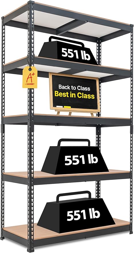 HOMEDANT 5-Tier Laminated Boltless Heavy Duty Metal Shelving Unit Adjustable Garage Storage Utility Rack Shelves Organization Multipurpose Shelf Warehouse Industrial 39.8" W x 18.2" D x 71.3" H 1Pack