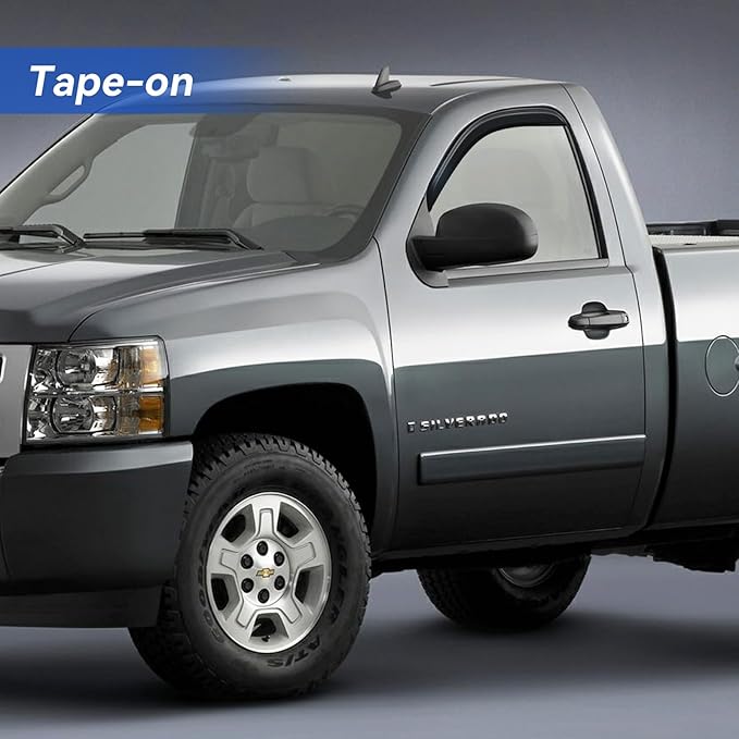 Window Visors Rain Guards for 2007-2013 Chevy Silverado/GMC Sierra 1500 Regular Cab, Window Vent Wind Deflectors Visors Shades for 07-14 Silverado/Sierra 2500HD 3500HD Standard Cab