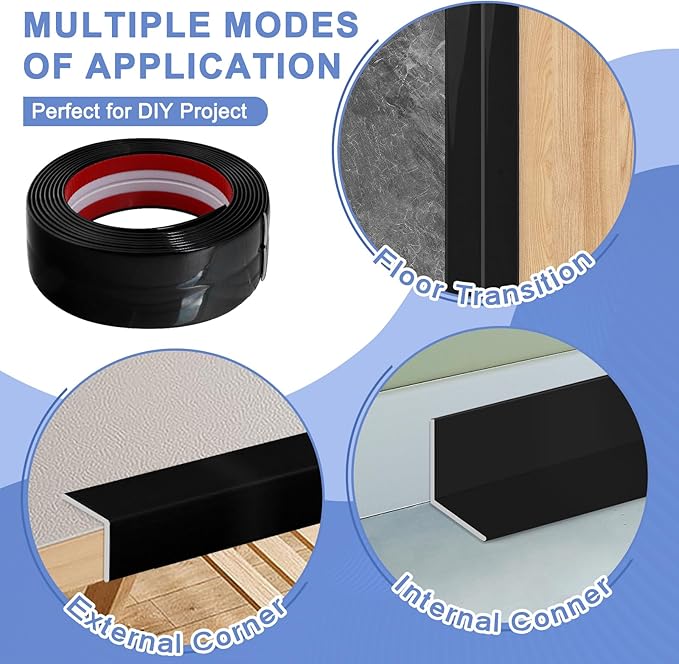 Wall Corner Protector Moulding Trim Peel and Stick Wall Corner Guards Trim Flexible Self Adhesive Edge Protector Moulding, 2.4 in x 10 Ft, Black