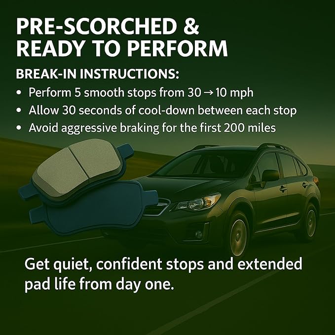 Premium Semi-Metallic Rear Brake Pads (1001-1314M) Compatible with Land Rover LR2 2013-2015, Volvo S80 2007-2009