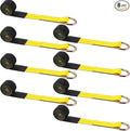 8Pack 2" X 10 ft Tow Truck Straps Lasso Wheel Lift Straps Lasso Tow Strap with D Ring 11, 000 Lbs Break Strength Auto Tie Down Auto Hauler for Trailer Truck Tie(Yellow)