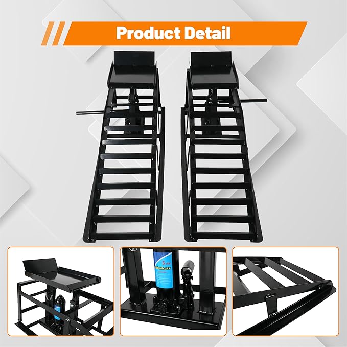 2 Pack Hydraulic Car Ramps 10,000lbs/5T Capacity Low Profile Car Lift Service Ramps Truck Trailer Garage, Height Hydraulic Vehicle Ramps,Black