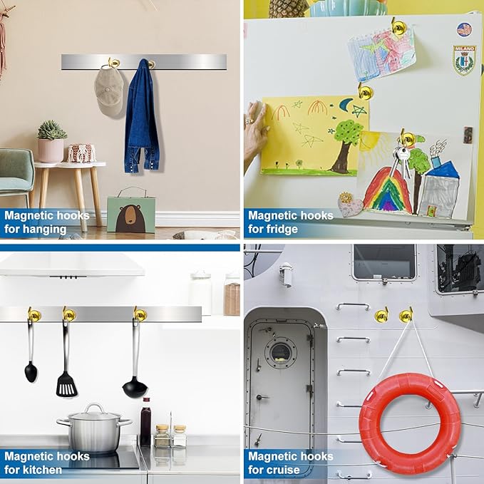 LOVIMAG Cruise Essentials, 150Lbs Cruise Door Magnets, Yellow Magnet Hooks for Cruise Cabin Strong Magnetic Hooks for Hanging, Refrigerator, Celling -6 Pack