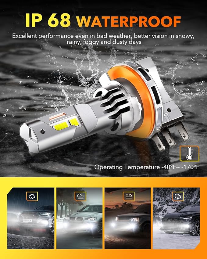 OXILAM H15 Daytime Running Light Bulb, 6500K Cool White 400% Brightness Halogen Replacement Bulbs, Plug and Play H15 Fog Light Bulbs, Pack of 2