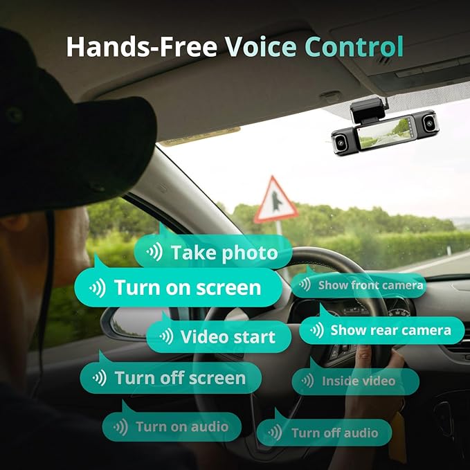 3K 4 Channel Dash Cam, 560° All-Sides View, Front and Rear Inside Car Camera with 3.18”Touch Screen, Dash Camera 24/7 Parking Mode, Built-in GPS 5.8G WiFi Night Vision Voice Control, Free 128GB Card
