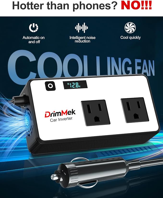 200W Car Power Inverter, Car Plug in Adapter Outlet DC Inverter 12V to 110V AC with 24W USB-C & USB-A Dual AC Outlet, PD/QC Fast Car Charger for Laptop, Vehicles, Road Trip Essentials, Camping