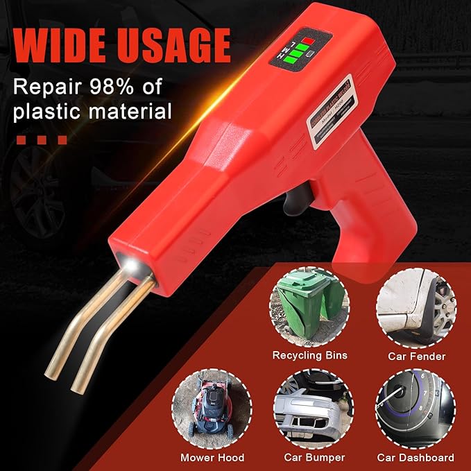 Upgraded 220W Cordless Plastic Welder, 1000PCS Staples, USB Rechargeable Cordless Car Bumper Repair Kit with 5000mAh Battery,Hot Stapler Kit, Plastic Welding Kit, Plastic Repair Kit