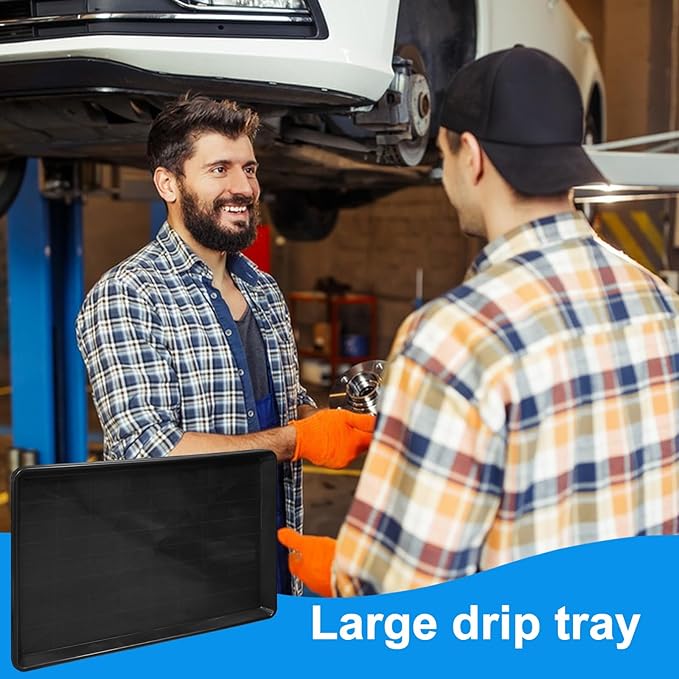 6Pcs Extra Large Auto Oil Drip Pan- 35.4 x 24 x1.6 Inches Oil Drip Tray for Under Car Plastic Oil Tray,Oil Catch Pan Replacement Tray to Keep Garage Floor Show Room Driveway Safe and Clean