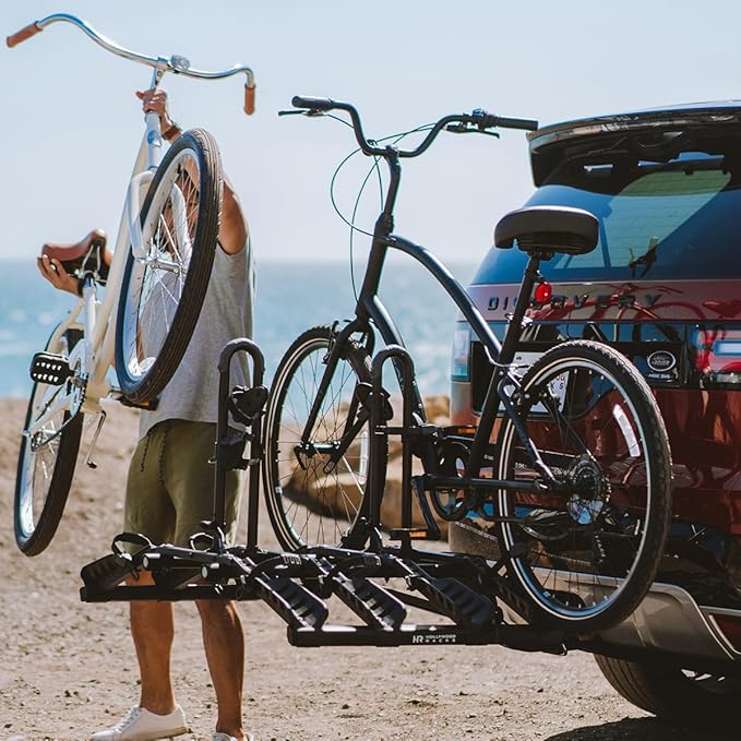 Hollywood Racks Destination 4 Hitch Bike Rack, Lightweight, Black - Platform Style Bike Rack for Car Carries up to 4 Bikes for Safe, Secure Transport - Fits Most Bike Styles, Sizes and Models