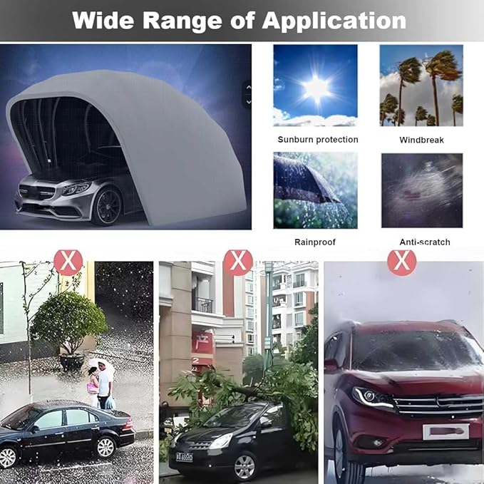 Heavy Duty Stainless Steel Carport, Retractable Car Awning, Semi-Automatic Mobile Folding Garage for Outdoor,Lockable,Durable Shelter,Grey (L5.9 * W2.7 * H2.45m)