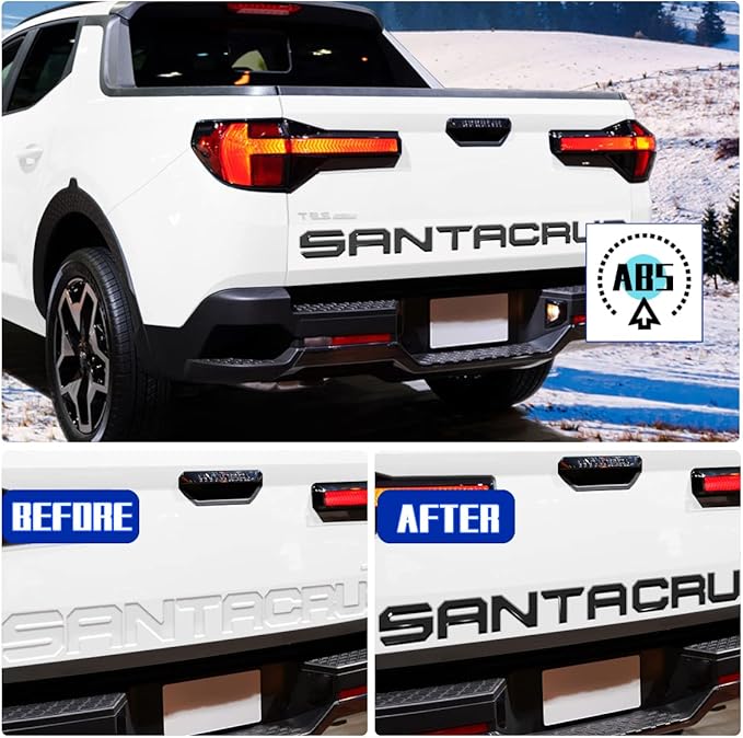 Tailgate Inserts Letters Compatible for 2022 2023 2024 2025 Santa Cruz 3D Raised & Strong Adhesive Decals Letters Rear Emblem Decal Sticker Compatible for Santa Cruz Accessories-Gloss Black