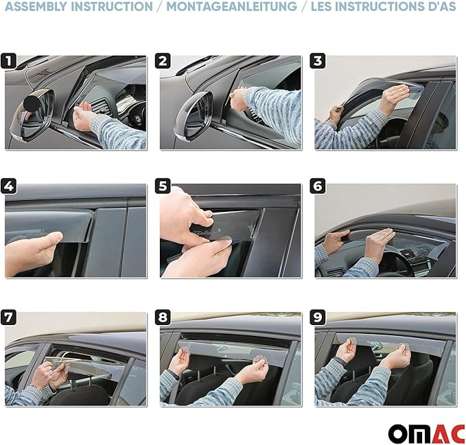 OMAC Window Visor Vent Rain Deflector for Hyundai Tucson 2016-2021 Black Smoke 4 Pcs