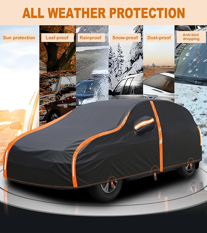 Hatchback Car Cover Waterproof All Weather for Automobiles Compatible with Volkswagen, Toyota, KIA Fit UV Protection Sun All Weather Outdoor Fit Compact Cars for Hatchback 171 ’’
