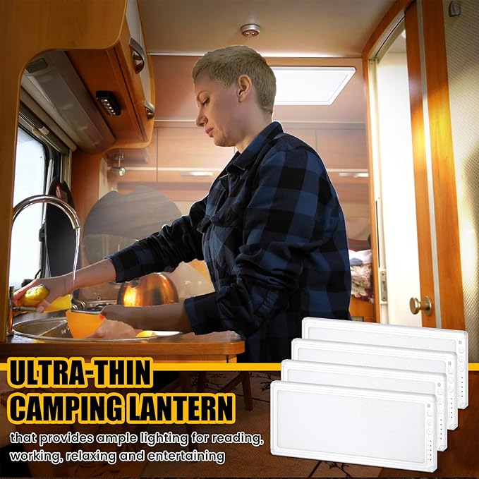4 Pack RV Ceiling Lights Interior 16.7"x 6.6" 156 LEDs 1200 Lm RV LED Lights Interior 12v with 5 Levels of Dimming and 3 Color Temperature for Trailer Boat Car Camper