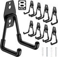 8 Pack 4.5x2.75 Inch Utility Steel Wall Mount Heavy Duty Garage Hooks with Anti-Slip Coating,Storage More Yard,Garden and Power Tools and for Hanging Hose,Ladder and Bike