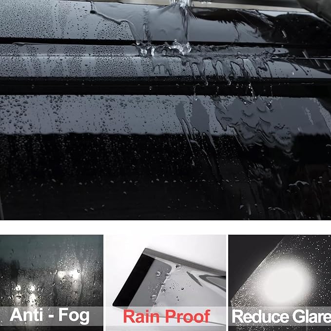 4pc Sun Rain Guards Window Visor Wind Deflector Compatible with Ford Excursion 2003-2005 Smoke 94438
