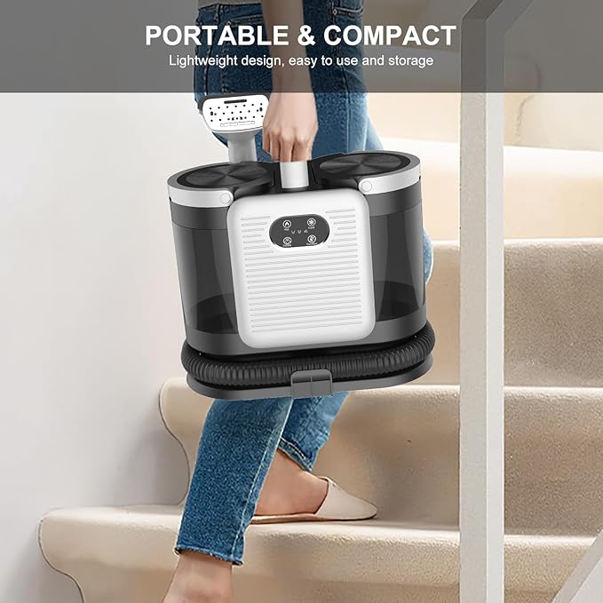 Upholstery Steam Cleaner for Couch & Furniture – 1650W 15KPa Powerful Suction Portable Carpet Spot Cleaner Machine with 4 Cleaning Modes, Ideal for Sofa, Car Seat, Rug, Mattress & Pet Stains, Black