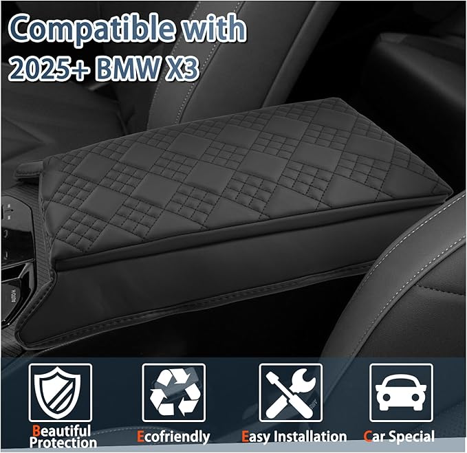 Ruiya 2025 BMW X3 Center Console Cover,for BMW 2025 X3 G45 (30 xDrive/M50 xDrive) Accessories Soft Comfy Plus Cotton Thicken Armrest Lid Cover Compatible with 2025 BMW X3 Interior Accessories