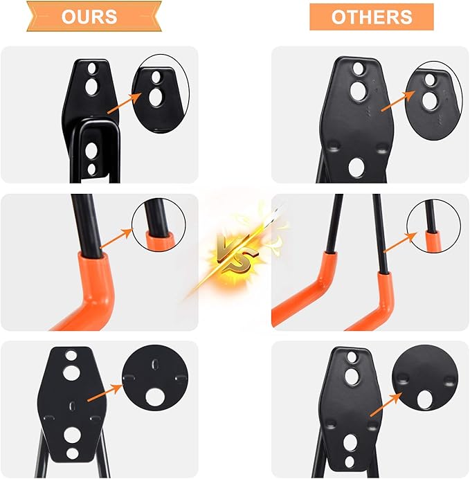 AOBEN Garage Hooks Heavy Duty, Steel Garage Storage Hooks, Utility Tool Hangers and Combinable Wall Mount for Organizing Ladder, Hold Chairs, Heavy Tools (Medium U, 4 Pack)