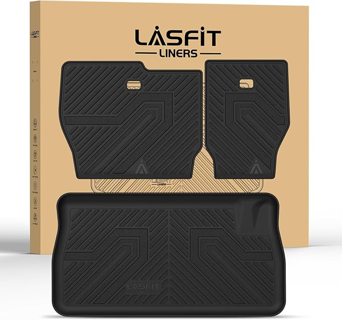 LASFIT Backrest&Trunk Mats Fit for Chrysler Town & Country 2008-2016/Dodge Grand Caravan 2008-2020, All Weather TPE Fit Cargo Liner for Chrysler Town & Country & Dodge Grand Caravan Car Mats, Black