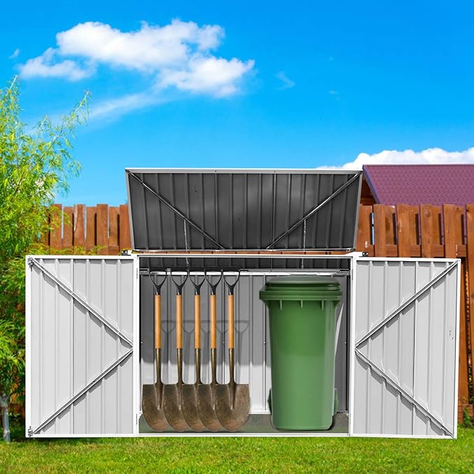 Goplus 6' x 3' Outdoor Storage Shed, Multi-Purpose Galvanized Steel Garden Shed with Air Vent and Lockable Door, Tool Storage Shed for Backyard, Patio & Lawn