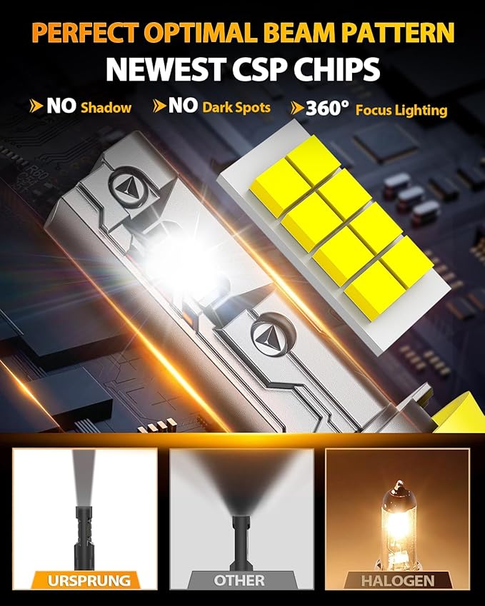 FAHREN 𝟐𝟎𝟐𝟓 𝐔𝐩𝐠𝐫𝐚𝐝𝐞𝐝 H11 9005 LED Bulbs Combo, 𝟖𝟎𝟎𝟎𝟎𝐋𝐌 𝟏𝟐𝟎𝟎% Super Bright, 1:1 Mini Size H11 9005 Light Bulbs, 6500K Cool White, Canbus Ready, Plug & Play Fog Bulbs, Pack of 4