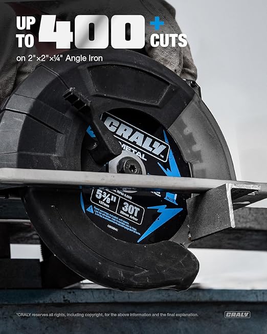 CRALY 5-3/8 Inch 30 Teeth Steel and Ferrous Metal Cutting Circular Saw Blade, 20 mm Arbor, Thin Kerf, Professional Carbide Tipped Blade for Angle Iron, Threaded Rod, EMT Conduit(C0530MC)