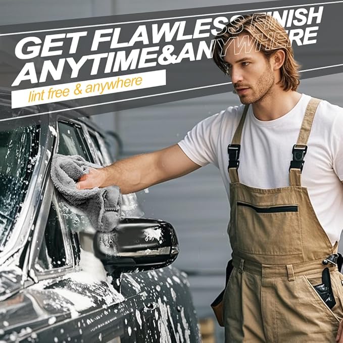 Coral Fleece Car Wash Cleaning Towel for Car,Absorbent, Lint-Free, Extra Soft,Reusable and Durable,Interior Coral Fleece Rags 16in x 16in-Grey 6 Packs