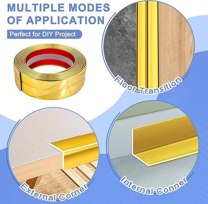 Wall Corner Protector Moulding Trim Peel and Stick Wall Corner Guards Trim Flexible Self Adhesive Edge Protector Moulding, 2.4 in x 40 Ft, Gold