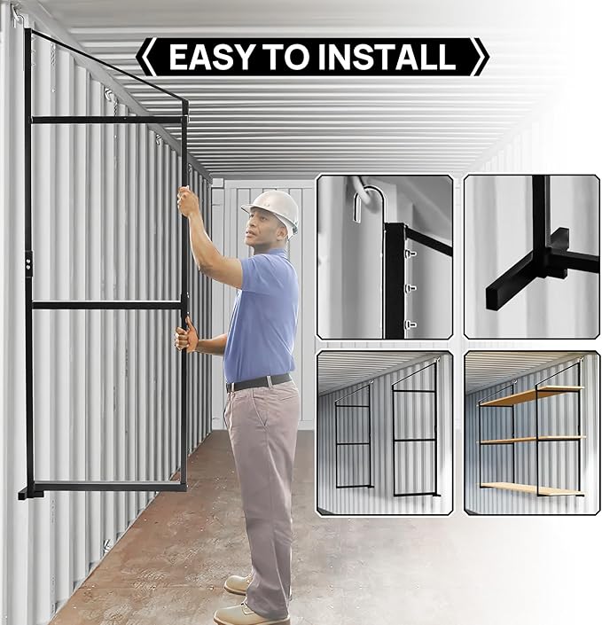 2 Pack Shipping Container Shelving Shelf Capacity up to 1100 lbs, 3 Tiers Shipping Container Hanging Bracket Shelf Rack Shipping Container Accessories for Cargo Storage