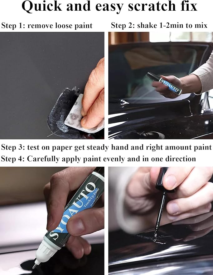 SYOAUTO Pearl Black Touch Up Paint for Cars Auto Touch up Paint Scratch Repair Pen Brush and Tip 2 in 1 Pearl Black