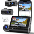5K 3 Channel Dash Cam, Wi-Fi GPS with 64GB Card, 4K+1080P+1080P Front and Rear Inside Triple Car Camera with 3'' IPS Screen, IR Night Vision, Voice Control, 24H Parking Monitor, 512GB Max