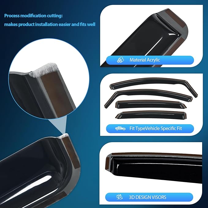 Nilight Vent Window Visors for Ford Fusion 2013 2014 2015 2016 2017 2018 2019 2020, in-Channel Rain Guards, Original Window Deflectors-4PCS
