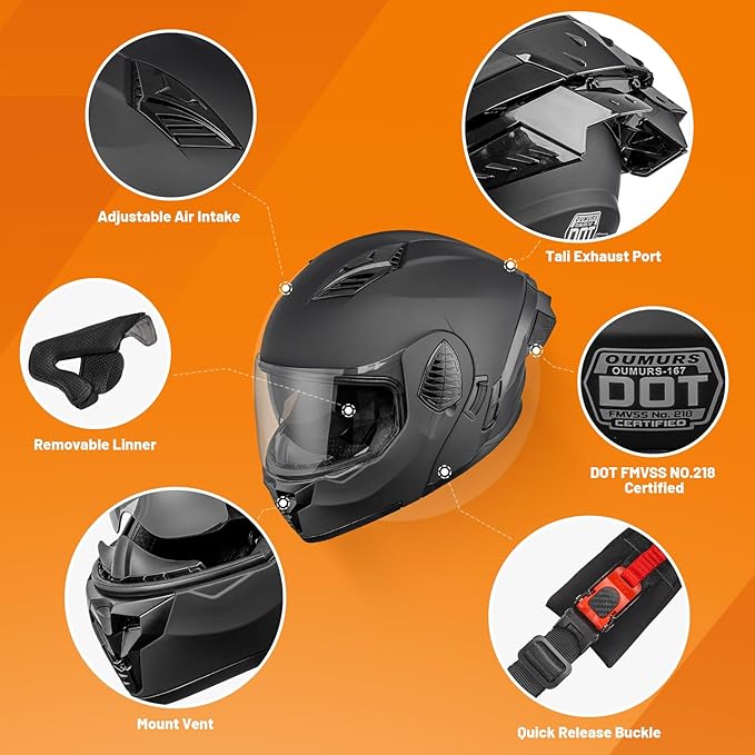 Modular Motorcycle Helmets Full Face Flip up Street Bike Motorcycle Helmet for Unisex Adult Model-167