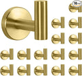 NearMoon Bath Towel Hooks- SUS 304 Stainless Steel Robe Hook Holder, Heavy Duty Coat Hook for Bathroom Livingroom Hotel Kitchen Garage, Wall Mounted (Brushed Gold, 16 Pack)