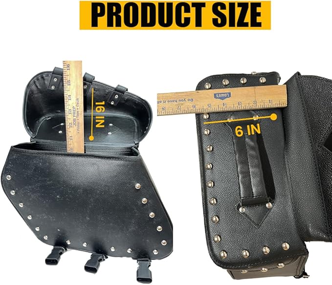 Motorcycle Saddlebags, 33L Large Capacity Saddle Bags Motorcycles, Genuine Leather Motorcycle Luggage Bag, Universal Motorcycle Throw Over Saddlebag, Black, HD-SAD551S