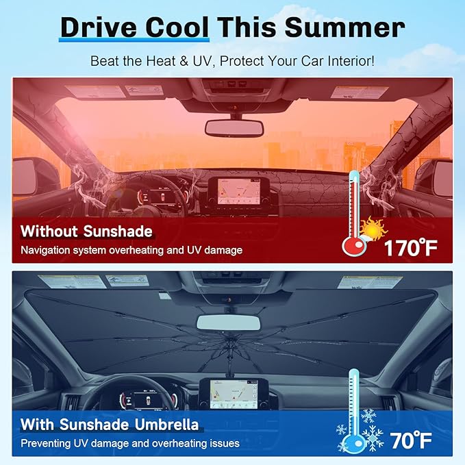 SXCY for 2022-2024 2025 Pathfinder Windshield Umbrella Sunshade [Easier Foldable] for 2025 Pathfinder Accessories 2025 Pathfinder Sunshade Umbrella 2025 Pathfinder Windshield Umbrella Shade