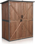 Outdoor Storage Shed with Floor - Waterproof Natural Fir Cabinet with Adjustable Shelves and Double Lock for Anti-Theft - Suitable for Storing Garden Tools, and Household Debris (Deep Brown)