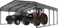 20x20 FT Heavy-Duty Carport with Metal Roof, Metal Car Port Canopy, Garage Car Shelter Shade for Outdoor, Car, Truck, Gray