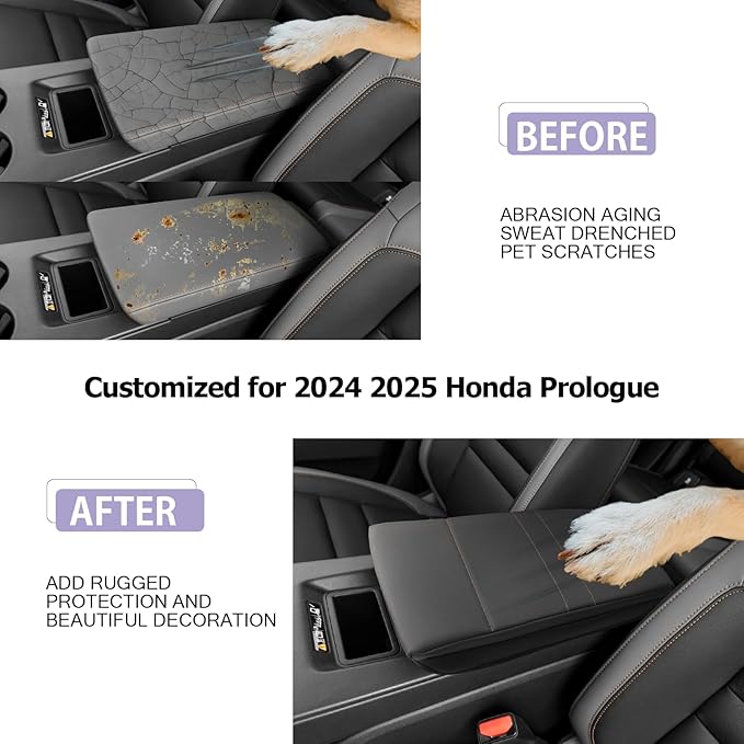 LUWU 2024 2025 Prologue Center Console Cover Compatible with 2024 2025 Honda Prologue Accessories 2025 Prologue EX/Touring/Elite Armrest Cover Center Console Pad Armrest Console Cover (Thick Black)