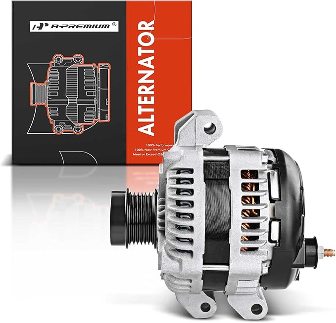 A-Premium Alternator Compatible with Chrysler 300 11-21 & Dodge Challenger 15-21, Charger, Durango & Jeep Grand Cherokee 11-20 & Ram 1500, 3.6L, 12V 180A CW 6-Groove Clutch Pulley, Replace# 4801778AF