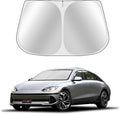 Custom Fit Windshield Sun Shade for H-yun-dai Ioniq 6 2023-2025 - Full Coverage, 210T Reflective Fabric, Double-Layer Design - Blocks 99% UV Rays, Keeps Car Cool, Easy to Install and Store