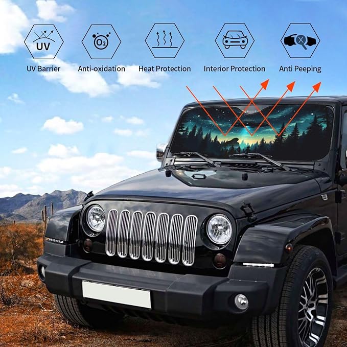Alien Tree Car Sun Shade Windshield Sunshade Foldable Front Window Shield Cover for Truck SUV