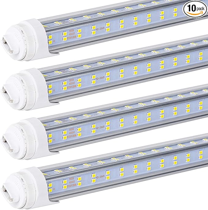 R17D/HO 8FT LED Bulbs - (20 Pack) Rotate V Shape, 6000K Daylight 120W, 18000LM, 300W Equivalent F96T12/DW/HO, Clear Cover, T8/T10/T12 Replacement, Dual-End Powered, Ballast Bypass