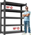 Garage Storage Rack – Heavy Duty 5 Shelf Metal Shelving, Durable Storage Organizer for Tools, Equipment, and Supplies, Perfect for Maximizing Garage and Utility Space 18" D x48 W x78 H