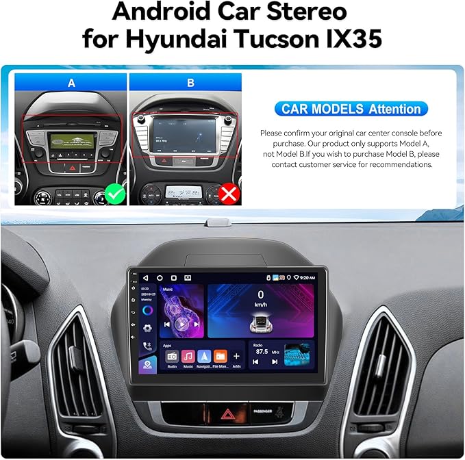 SIXTOP [4+64G] Android Car Stereo for Hyundai Tucson IX35 2010-2015 with Carplay Android Auto Mirror Link 10.1 inch Touchscreen 1280 * 720 Bluetooth 5.0 FM/RDS DSP 32EQ WiFi GPS Change Theme AI Voice